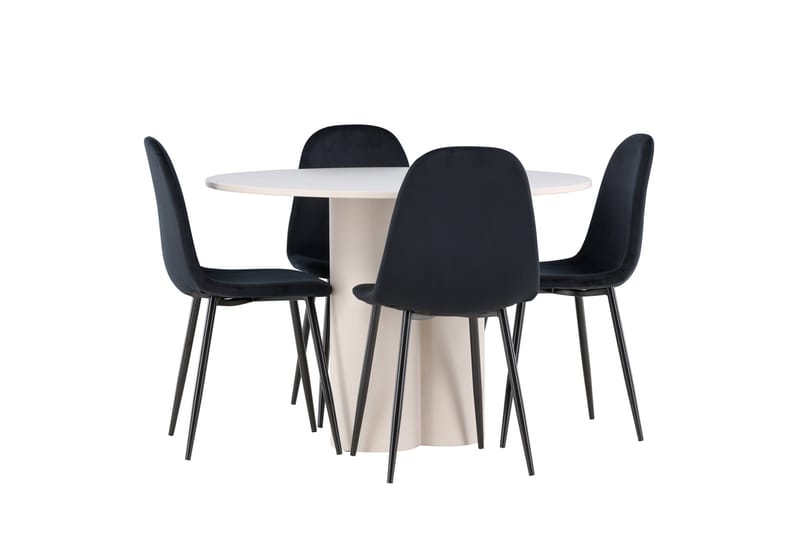 Olivia Ruokailuryhmä 110 cm Pyöreä jossa 4 Polar tuolia - Beige/Musta - Huonekalut - Pöytä & ruokailuryhmä - Ruokailuryhmä