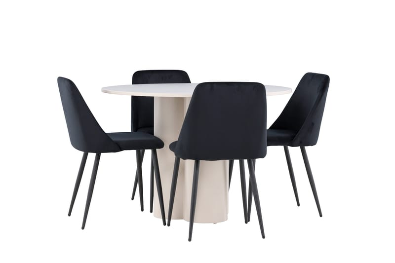 Olivia Ruokailuryhmä 110 cm Pyöreä jossa 4 Night tuolia - Beige/Musta - Huonekalut - Pöytä & ruokailuryhmä - Ruokailuryhmä