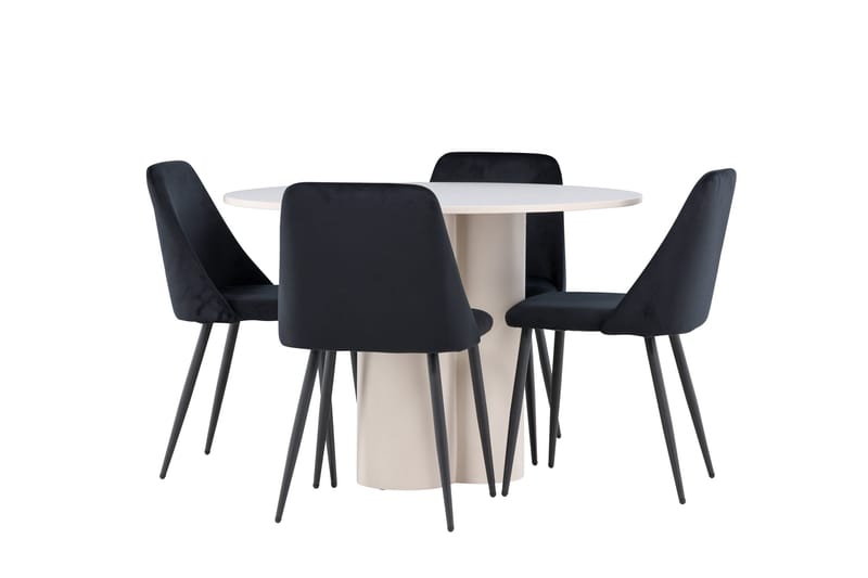 Olivia Ruokailuryhmä 110 cm Pyöreä jossa 4 Night tuolia - Beige/Musta - Huonekalut - Pöytä & ruokailuryhmä - Ruokailuryhmä