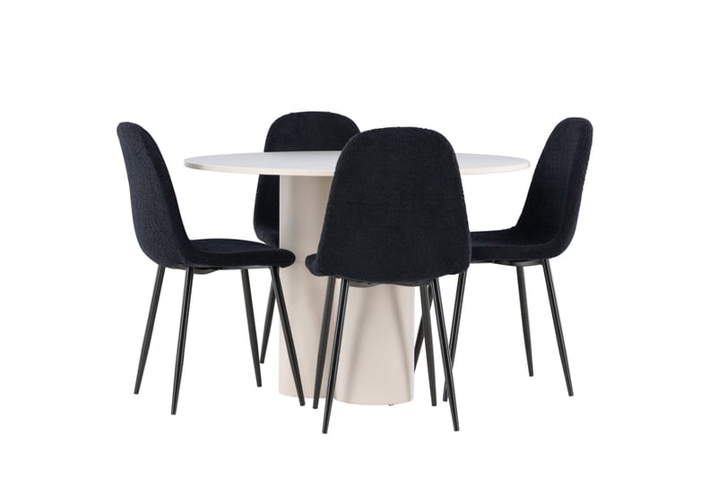Olivia Ruokailuryhmä 110 cm Pyöreä jossa 4 Polar tuolia - Beige/Musta - Huonekalut - Pöytä & ruokailuryhmä - Ruokailuryhmä
