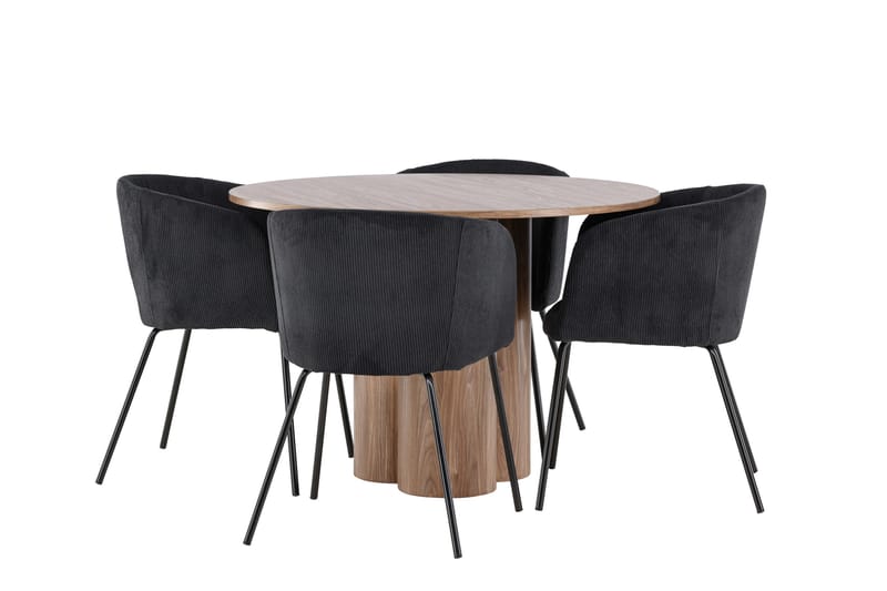 Olivia Ruokailuryhmä 110 cm Pyöreä jossa 4 Berit tuolia - Mokka/Musta - Huonekalut - Pöytä & ruokailuryhmä - Ruokailuryhmä