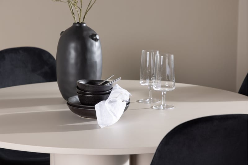 Olivia Ruokailuryhmä 110 cm Pyöreä jossa 4 Polar tuolia - Beige/Musta - Huonekalut - Pöytä & ruokailuryhmä - Ruokailuryhmä