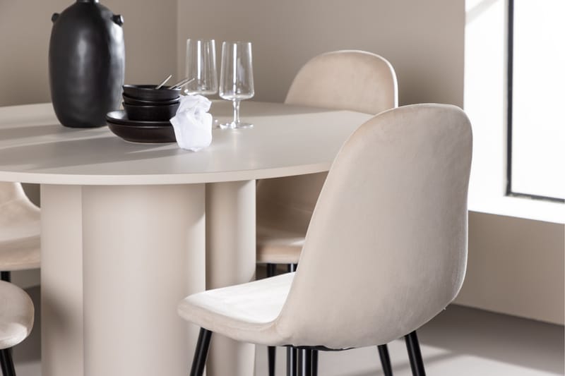 Olivia Ruokailuryhmä 110 cm Pyöreä jossa 4 Polar tuolia - Beige/Beige - Huonekalut - Pöytä & ruokailuryhmä - Ruokailuryhmä