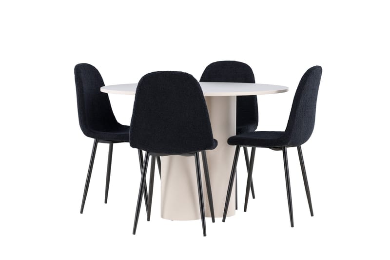 Olivia Ruokailuryhmä 110 cm Pyöreä jossa 4 Polar tuolia - Beige/Musta - Huonekalut - Pöytä & ruokailuryhmä - Ruokailuryhmä
