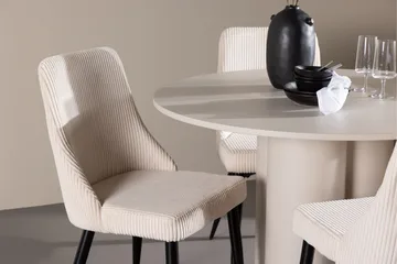 Olivia Ruokailuryhmä 110 cm Pyöreä jossa 4 Leone tuolia - Beige/Beige - Huonekalut - Pöytä & ruokailuryhmä - Ruokailuryhmä