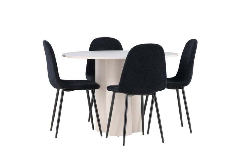 Olivia Ruokailuryhmä 110 cm Pyöreä jossa 4 Polar tuolia - Beige/Musta - Huonekalut - Pöytä & ruokailuryhmä - Ruokailuryhmä