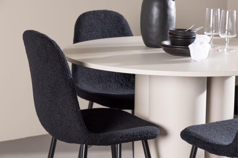 Olivia Ruokailuryhmä 110 cm Pyöreä jossa 4 Polar tuolia - Beige/Musta - Huonekalut - Pöytä & ruokailuryhmä - Ruokailuryhmä