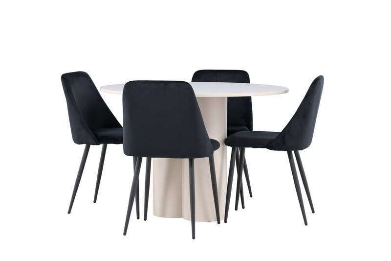 Olivia Ruokailuryhmä 110 cm Pyöreä jossa 4 Night tuolia - Beige/Musta - Huonekalut - Pöytä & ruokailuryhmä - Ruokailuryhmä