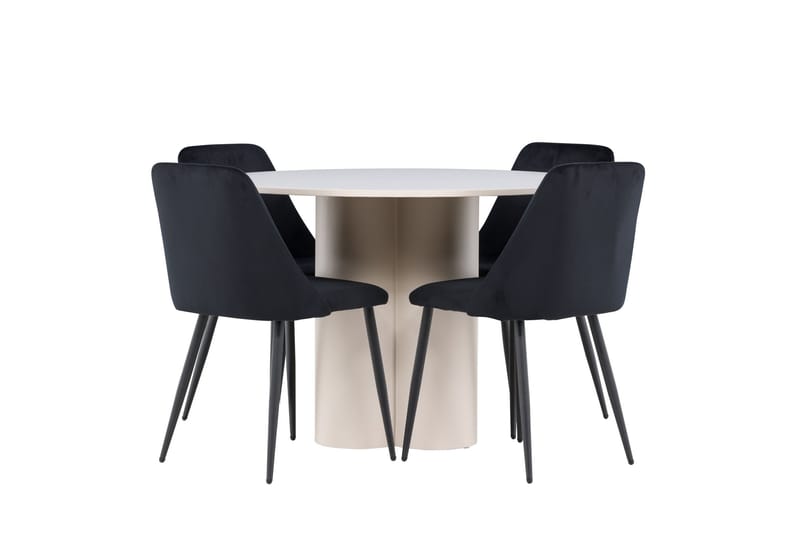 Olivia Ruokailuryhmä 110 cm Pyöreä jossa 4 Night tuolia - Beige/Musta - Huonekalut - Pöytä & ruokailuryhmä - Ruokailuryhmä