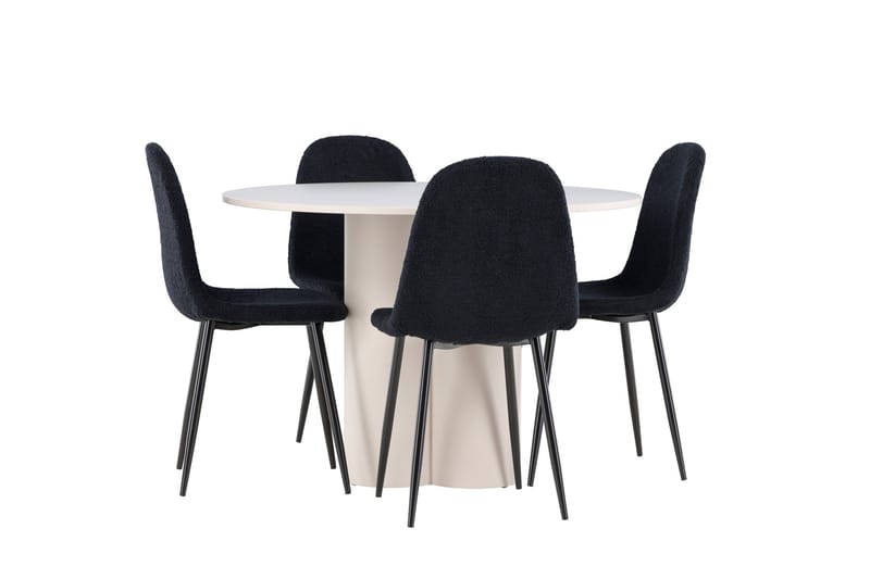 Olivia Ruokailuryhmä 110 cm Pyöreä jossa 4 Polar tuolia - Beige/Musta - Huonekalut - Pöytä & ruokailuryhmä - Ruokailuryhmä
