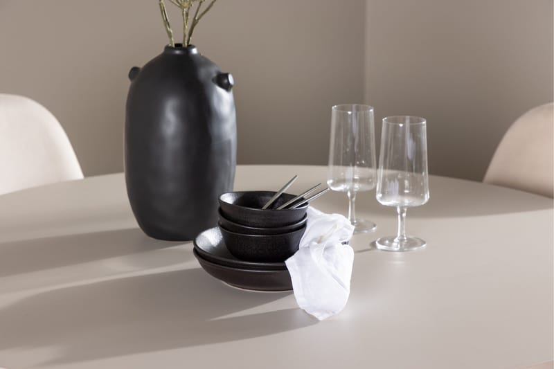 Olivia Ruokailuryhmä 110 cm Pyöreä jossa 4 Polar tuolia - Beige/Beige - Huonekalut - Pöytä & ruokailuryhmä - Ruokailuryhmä