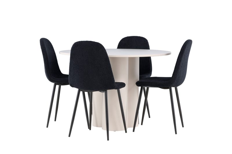 Olivia Ruokailuryhmä 110 cm Pyöreä jossa 4 Polar tuolia - Beige/Musta - Huonekalut - Pöytä & ruokailuryhmä - Ruokailuryhmä