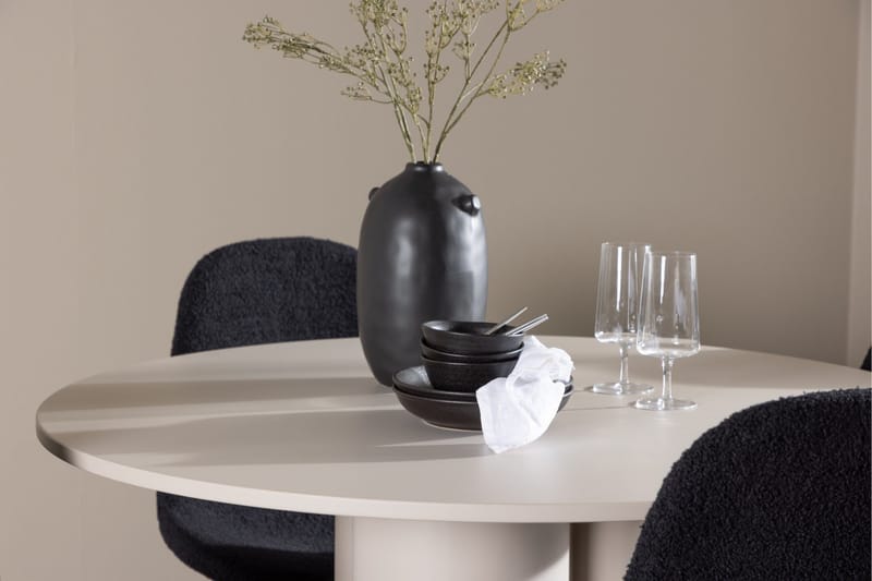 Olivia Ruokailuryhmä 110 cm Pyöreä jossa 4 Polar tuolia - Beige/Musta - Huonekalut - Pöytä & ruokailuryhmä - Ruokailuryhmä