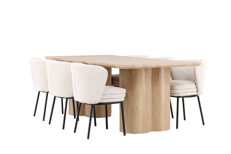 Olivia Ruokailuryhmä 210 cm Suorakulmainen jossa 6 Agnes tuolia, Whitewash/Valkoinen