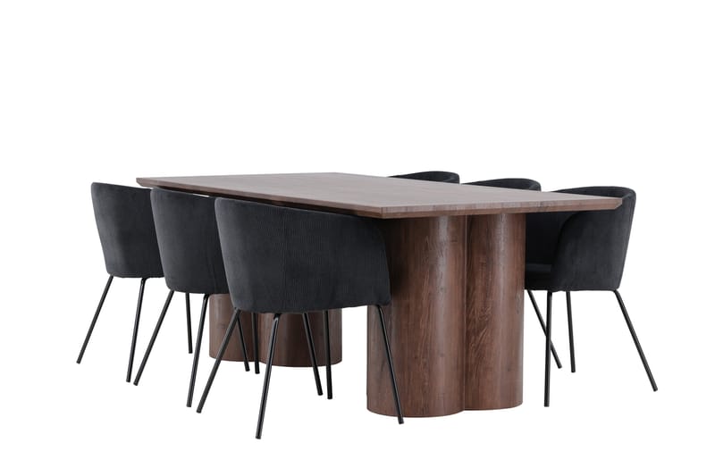 Olivia Ruokailuryhmä 210 cm Suorakulmainen jossa 6 Berit tuolia, Mokka/Musta