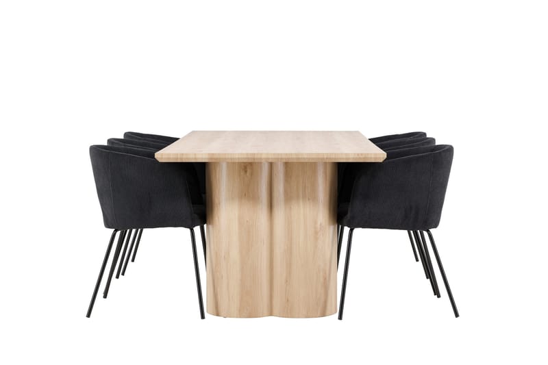 Olivia Ruokailuryhmä 210 cm Suorakulmainen jossa 6 Berit tuolia - Whitewash/Musta - Huonekalut - Pöytä & ruokailuryhmä - Ruokailuryhmä