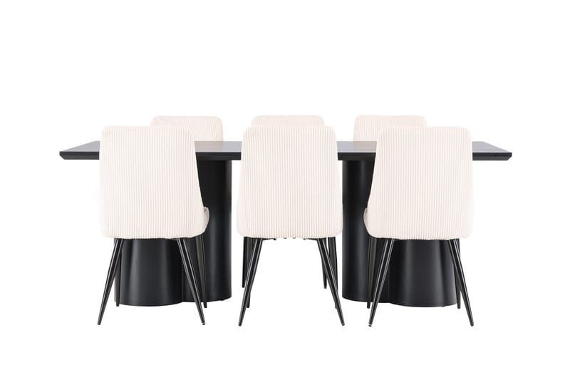 Olivia Ruokailuryhmä 210 cm Suorakulmainen jossa 6 Leone tuolia - Musta/Beige - Huonekalut - Pöytä & ruokailuryhmä - Ruokailuryhmä