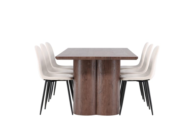 Olivia Ruokailuryhmä 210 cm Suorakulmainen jossa 6 Polar tuolia - Mokka/Beige - Huonekalut - Pöytä & ruokailuryhmä - Ruokailuryhmä