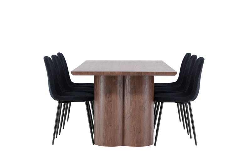 Olivia Ruokailuryhmä 210 cm Suorakulmainen jossa 6 Polar tuolia - Mokka/Musta - Huonekalut - Pöytä & ruokailuryhmä - Ruokailuryhmä