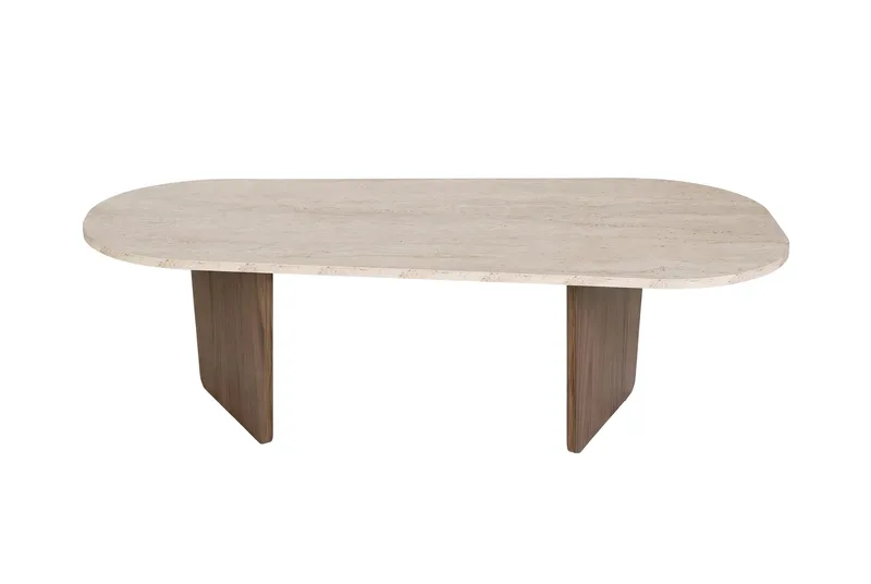 Omari Sohvapöytä 130 cm, Travertiin ja pähkinä