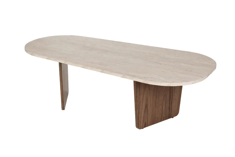 Omari Sohvapöytä 130 cm - Travertiin ja pähkinä - Huonekalut - Pöytä & ruokailuryhmä - Sohvapöytä