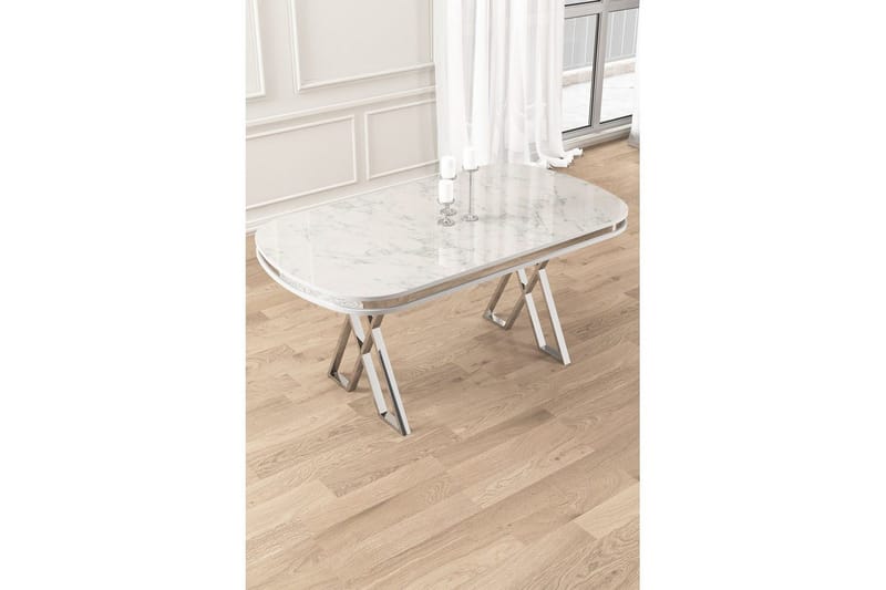 Omin Ruokapöytä 168 cm Suorakulmainen - Valkoinen Marmori/Kromi - Huonekalut - Pöytä & ruokailuryhmä - Ruokapöydät & keittiön pöydät