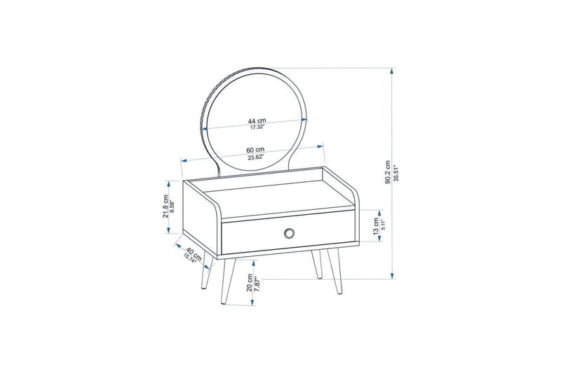 Orlinor Kampauspöytä 60 cm - Valkoinen/Sininen - Huonekalut - Pöytä & ruokailuryhmä - Meikki- & kampauspöydät