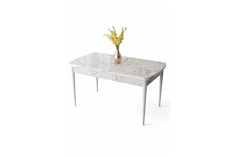 Ostwerwal Ruokapöytä 132 cm Suorakulmainen, Valkoinen Marmori/Valkoinen