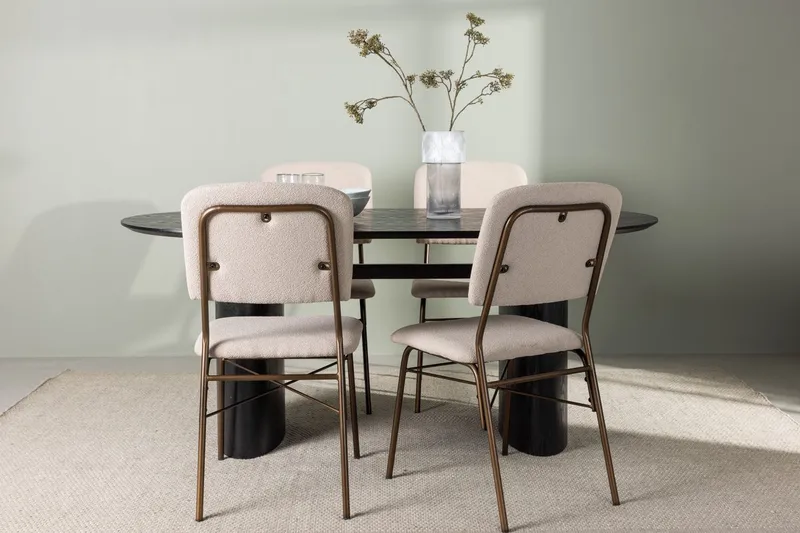 Oval matgrupp Venture Home Beige Mörkbrun 4st, Tummanruskea