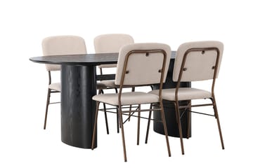 Oval matgrupp Venture Home Beige Mörkbrun 4st - Tummanruskea - Huonekalut - Pöytä & ruokailuryhmä - Ruokailuryhmä