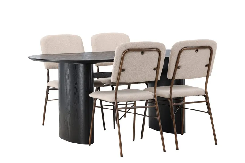 Oval matgrupp Venture Home Beige Mörkbrun 4st - Tummanruskea - Huonekalut - Pöytä & ruokailuryhmä - Ruokailuryhmä
