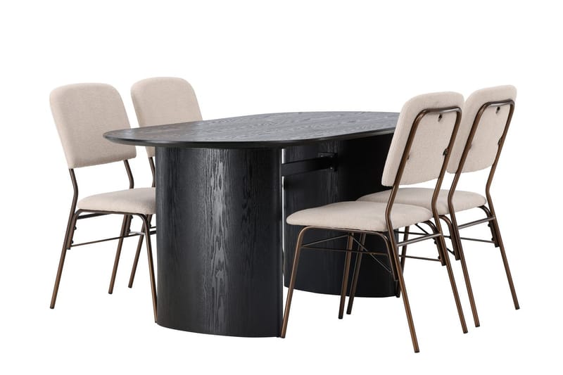 Oval matgrupp Venture Home Beige Mörkbrun 4st - Tummanruskea - Huonekalut - Pöytä & ruokailuryhmä - Ruokailuryhmä