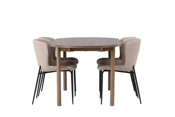 Oval matgrupp Venture Home Beige Natur 4st - Huonekalut - Pöytä & ruokailuryhmä - Ruokailuryhmä