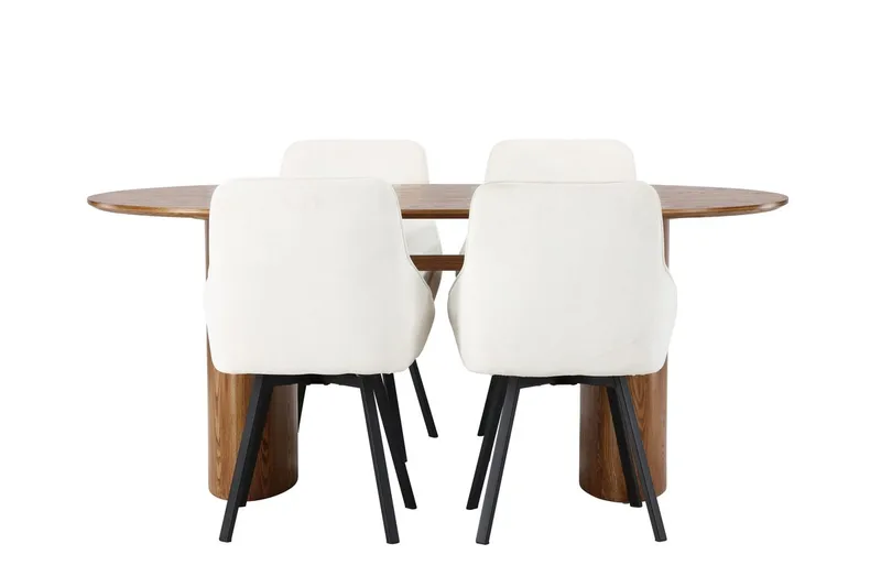 Oval matgrupp Venture Home Beige Natur 4st - Huonekalut - Pöytä & ruokailuryhmä - Ruokailuryhmä