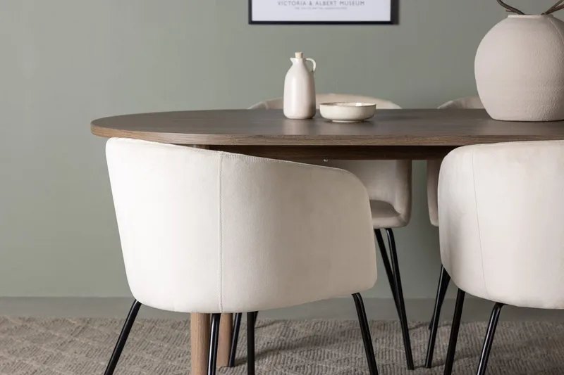 Oval matgrupp Venture Home Beige Natur 4st - Huonekalut - Pöytä & ruokailuryhmä - Ruokailuryhmä