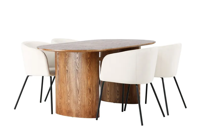 Oval matgrupp Venture Home Beige Natur 4st - Huonekalut - Pöytä & ruokailuryhmä - Ruokailuryhmä