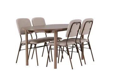 Oval matgrupp Venture Home Beige Natur 4st - Huonekalut - Pöytä & ruokailuryhmä - Ruokailuryhmä