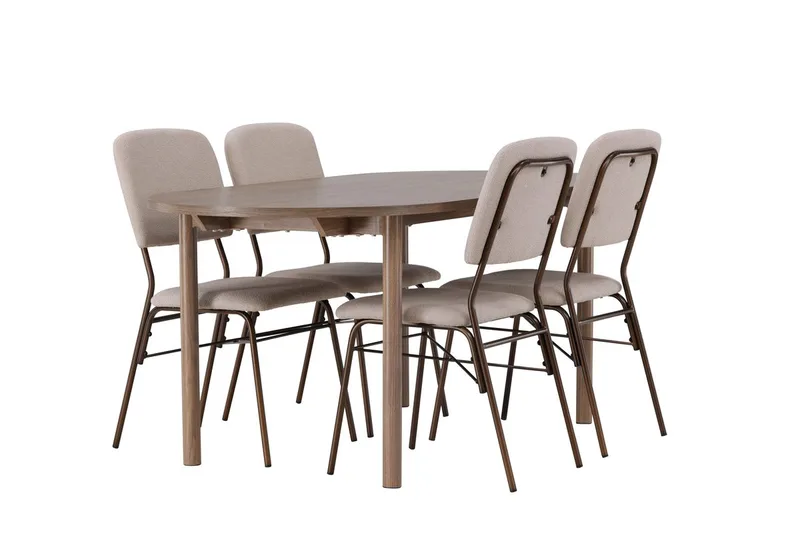 Oval matgrupp Venture Home Beige Natur 4st - Huonekalut - Pöytä & ruokailuryhmä - Ruokailuryhmä