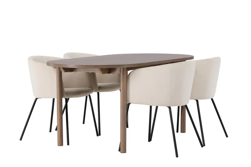 Oval matgrupp Venture Home Beige Natur 4st - Huonekalut - Pöytä & ruokailuryhmä - Ruokailuryhmä