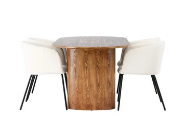Oval matgrupp Venture Home Beige Natur 4st - Huonekalut - Pöytä & ruokailuryhmä - Ruokailuryhmä