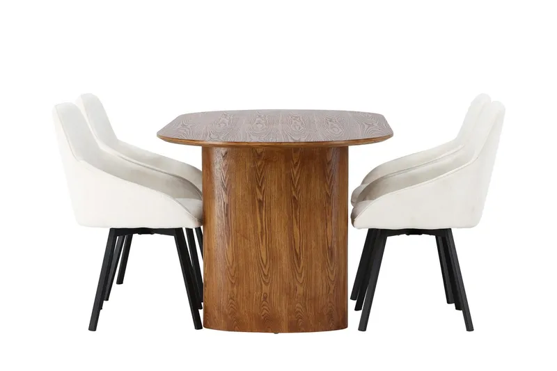 Oval matgrupp Venture Home Beige Natur 4st - Huonekalut - Pöytä & ruokailuryhmä - Ruokailuryhmä