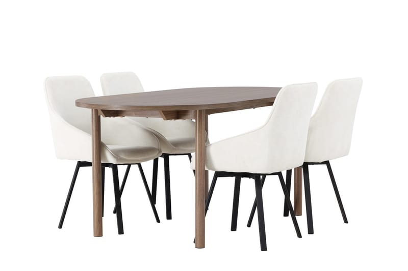 Oval matgrupp Venture Home Beige Natur 4st - Huonekalut - Pöytä & ruokailuryhmä - Ruokailuryhmä