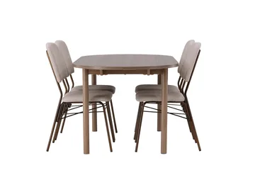 Oval matgrupp Venture Home Beige Natur 4st - Huonekalut - Pöytä & ruokailuryhmä - Ruokailuryhmä