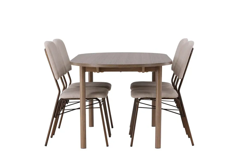 Oval matgrupp Venture Home Beige Natur 4st - Huonekalut - Pöytä & ruokailuryhmä - Ruokailuryhmä