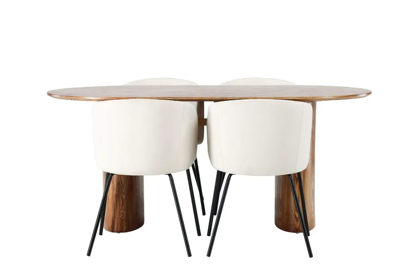 Oval matgrupp Venture Home Beige Natur 4st - Huonekalut - Pöytä & ruokailuryhmä - Ruokailuryhmä