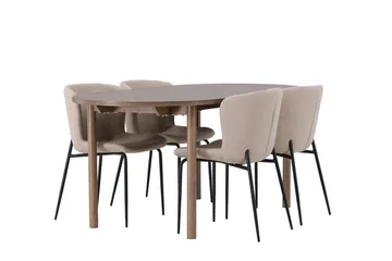 Oval matgrupp Venture Home Beige Natur 4st - Huonekalut - Pöytä & ruokailuryhmä - Ruokailuryhmä