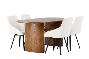 Oval matgrupp Venture Home Beige Natur 4st - Huonekalut - Pöytä & ruokailuryhmä - Ruokailuryhmä