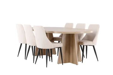 Oval matgrupp Venture Home Beige Natur 6st - Huonekalut - Pöytä & ruokailuryhmä - Ruokailuryhmä