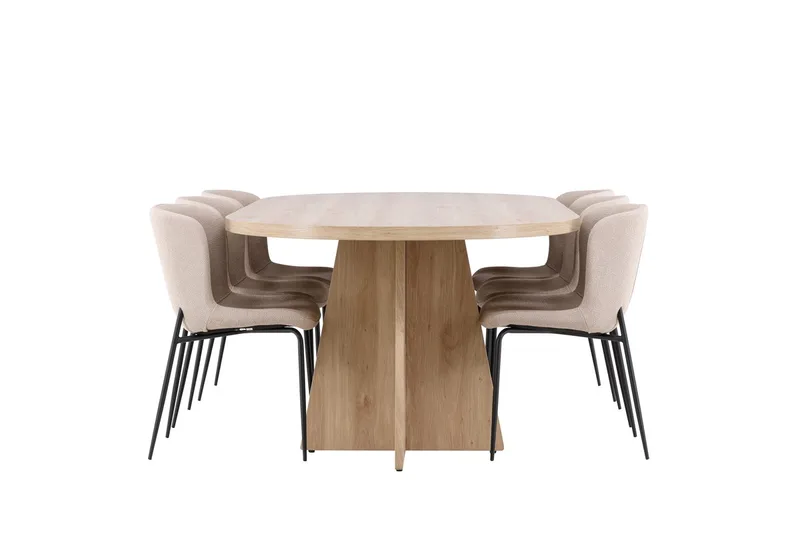 Oval matgrupp Venture Home Beige Natur 6st - Huonekalut - Pöytä & ruokailuryhmä - Ruokailuryhmä