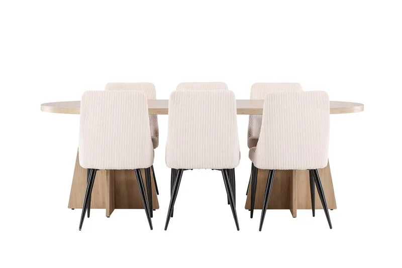 Oval matgrupp Venture Home Beige Natur 6st - Huonekalut - Pöytä & ruokailuryhmä - Ruokailuryhmä